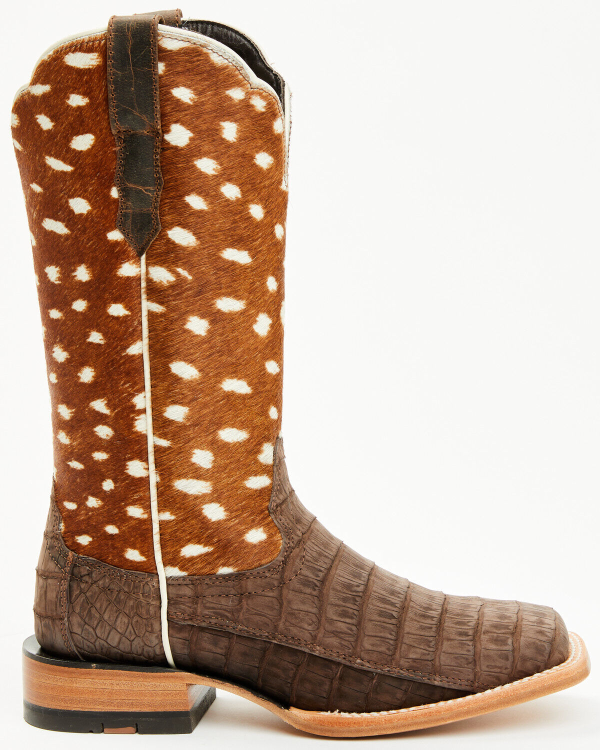 Image #2 - Ariat Women's Frontier Angelina Exotic Caiman Western Boots - Broad Square Toe, Brown, hi-res