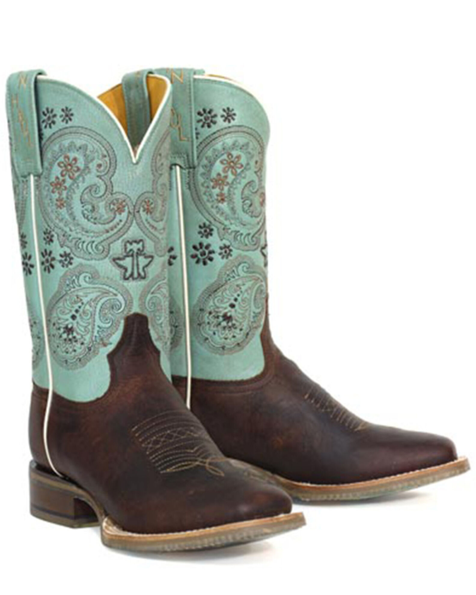 Tin Haul Women s Yee Haw Two Western Boots Broad Square Toe Sheplers