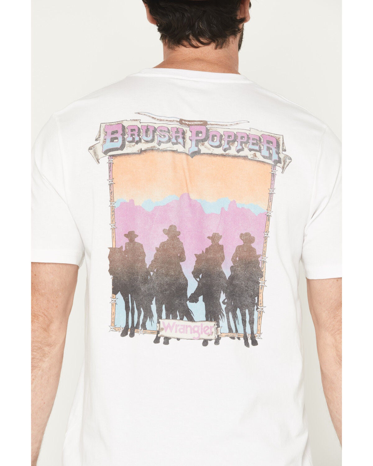 Image #4 - Wrangler Men's 90s Brush Popper Short Sleeve Graphic T-Shirt, White, hi-res