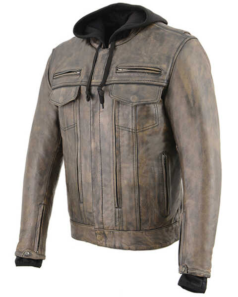Image #1 - Milwaukee Leather Men's Distressed Utility Pocket Ventilated Concealed Carry Motorcycle Jacket , Black, hi-res