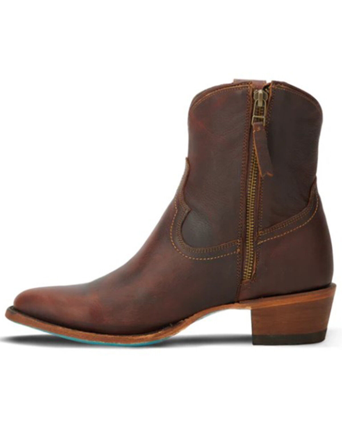 Image #3 - Lane Women's Plain Jane Western Booties - Round Toe, Cognac, hi-res