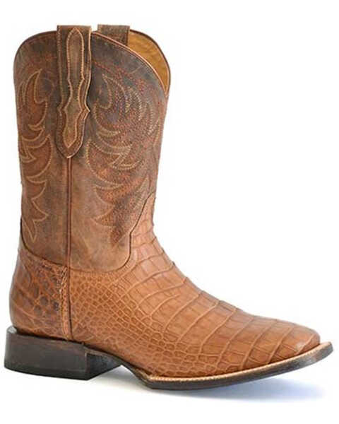 Image #1 - Stetson Men's Aces Exotic Alligator Western Boots - Broad Square Toe, Brown, hi-res