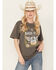 Bohemian Cowgirl Women's Nashville Guitar and Roses Short Sleeve Graphic Tee, Black, hi-res