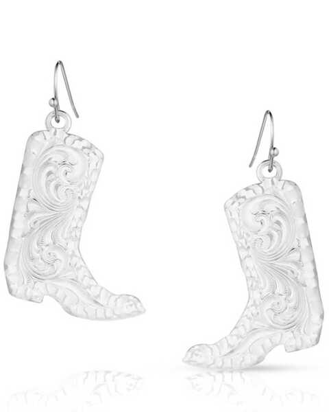 Montana Silversmiths Women's Chiseled Boots Earrings , Silver, hi-res