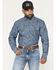 Image #1 - Cody James Men's FR Denim Paisley Long Sleeve Snap Shirt, Indigo, hi-res