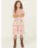 Image #1 - Ash & Violet Girls' Floral Chiffon Dot Short Sleeve Mini Dress, Multi, hi-res