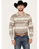 Rock & Roll Denim Men's Conversation Print Long Sleeve Stretch Snap Western Shirt, Taupe, hi-res
