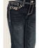 Image #4 - Grace in LA Girls' Dark Wash Butterfly Embroidered Stretch Bootcut Jeans, Dark Wash, hi-res