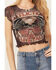 Image #3 - Affliction Women's Skull Mesh Baby Graphic Tee, Black, hi-res
