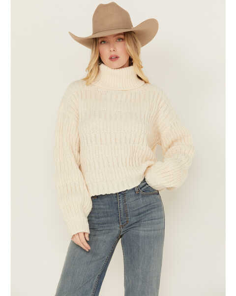 New In Women's Turtle Neck Sweater , Cream, hi-res