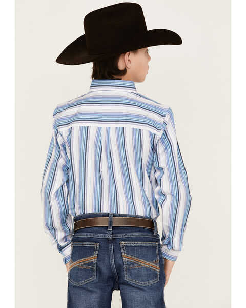 Image #4 - Panhandle Boys' Striped Long Sleeve Button-Down Western Shirt, Light Blue, hi-res