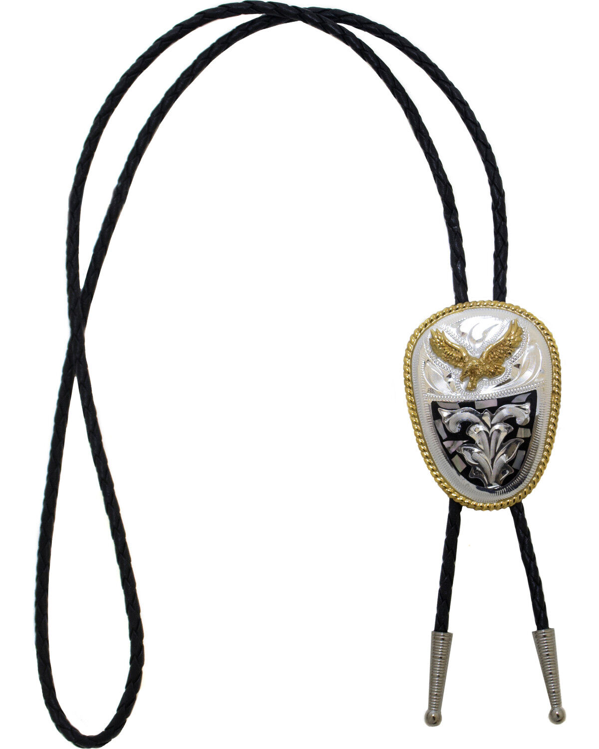Image #2 - Western Express Men's German Silver Abalone Eagle Bolo Tie, Silver, hi-res