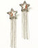 Image #1 - Shyanne Women's Star Cowhide Fringe Statement Earrings, Silver, hi-res