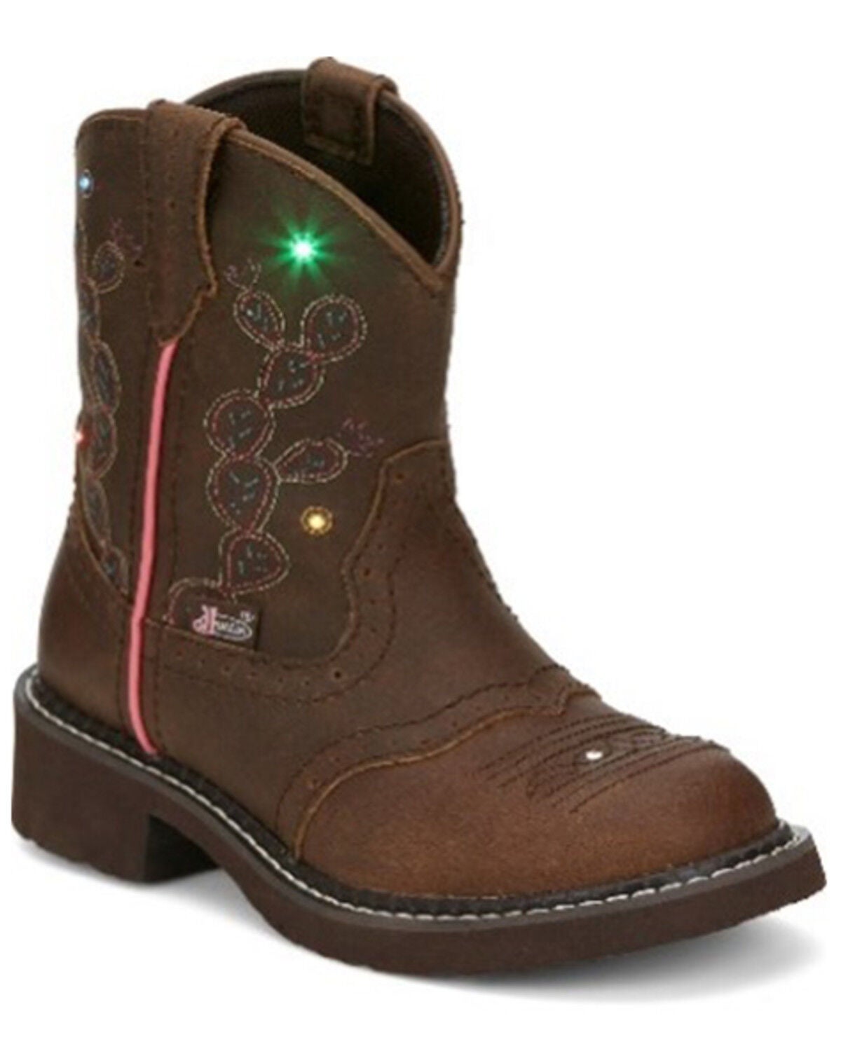 Image #1 - Justin Girls' Glitzi Western Boots - Round Toe, Brown, hi-res