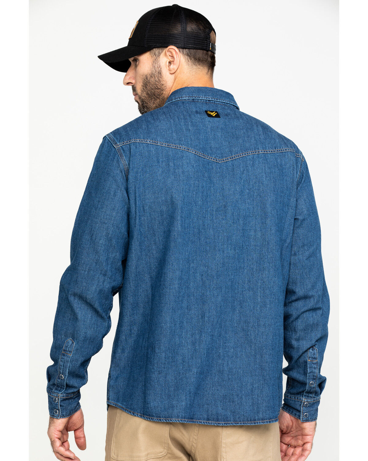 Image #2 - Hawx Men's Stonewashed Denim Snap Long Sleeve Work Shirt, Blue, hi-res