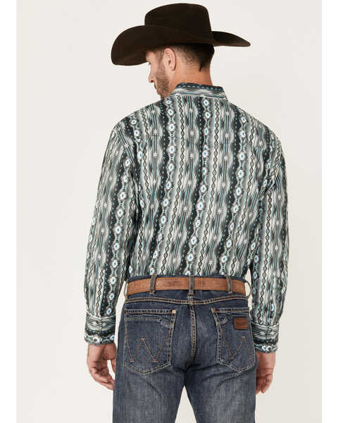 Image #4 - Wrangler Men's Checotah Long Sleeve Snap Western Shirt, Grey, hi-res