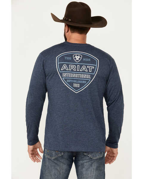 Ariat Men's Crestline Logo Long Sleeve Graphic T-Shirt, Navy, hi-res