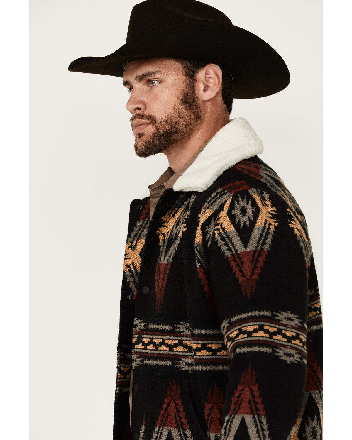 Image #2 - Rock & Roll Denim Men's Southwestern Print Snap Jacket, Charcoal, hi-res