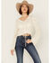 Image #1 - Shyanne Women's Bell Sleeve Cropped Crochet Sweater , Cream, hi-res