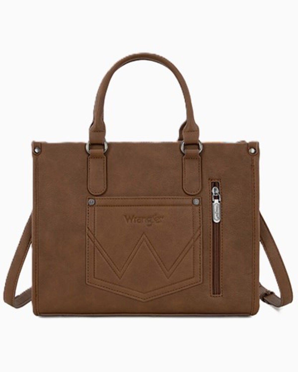 Image #2 - Wrangler Women's Sherpa Southwestern Print Canvas Crossbody Tote, Brown, hi-res