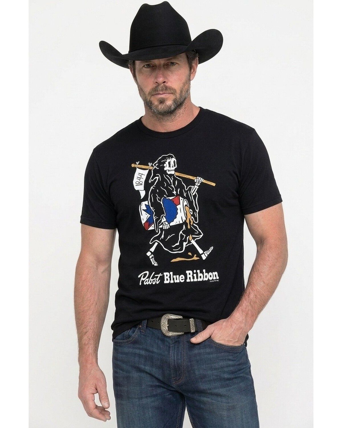 Pabst Men's Grim Short Sleeve Graphic T-Shirt, Black, hi-res