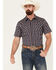 Image #1 - Cody James Men's Joe Plaid Print Short Sleeve Snap Western Shirt, Brown, hi-res