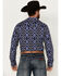 Image #4 - Rock & Roll Denim Men's Southwestern Print Long Sleeve Pearl Snap Stretch Western Shirt, Dark Blue, hi-res