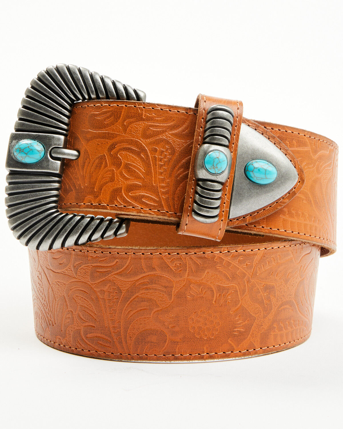 Image #2 - Shyanne Women's Embossed Buckle Belt, Brown, hi-res