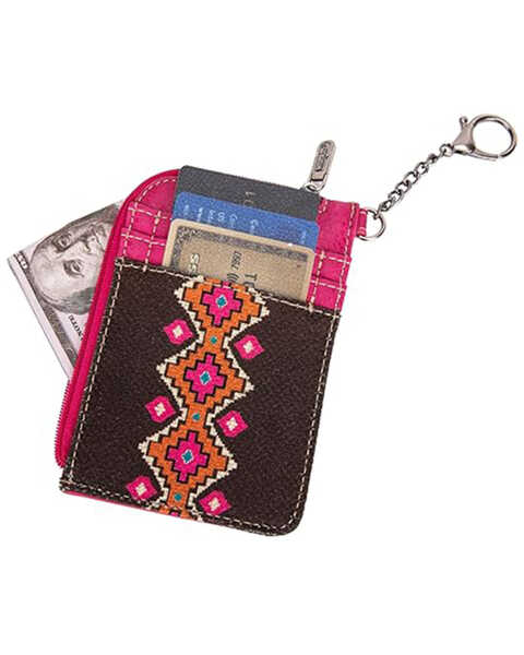 Image #3 - Wrangler Women's Southwestern Print Keychain Wallet, Pink, hi-res
