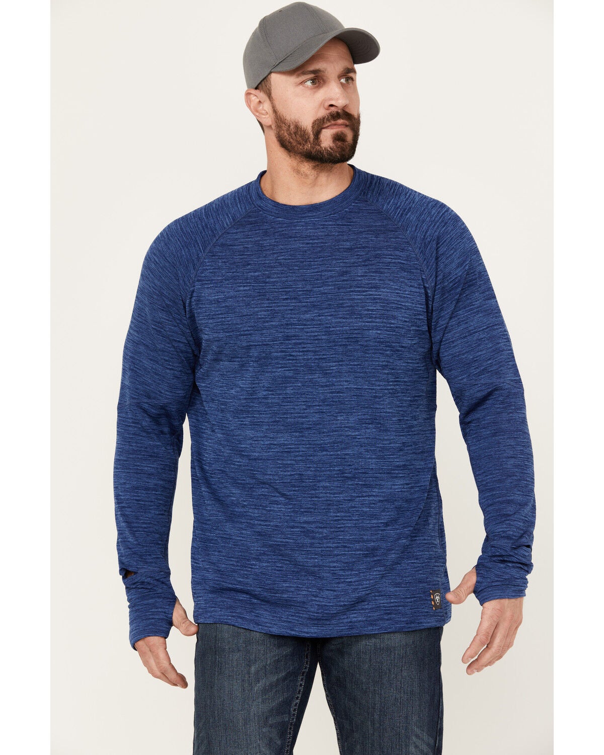 Ariat Men's Rebar Gridwork Long Sleeve Shirt, Blue, hi-res