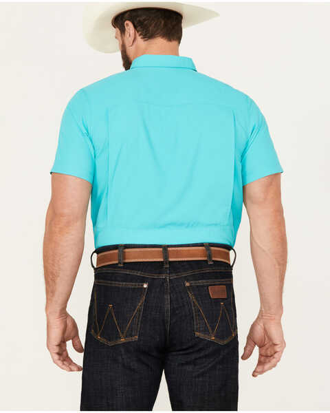 Image #4 - Ariat Men's VentTEK Outbound Solid Fitted Short Sleeve Performance Shirt, Turquoise, hi-res