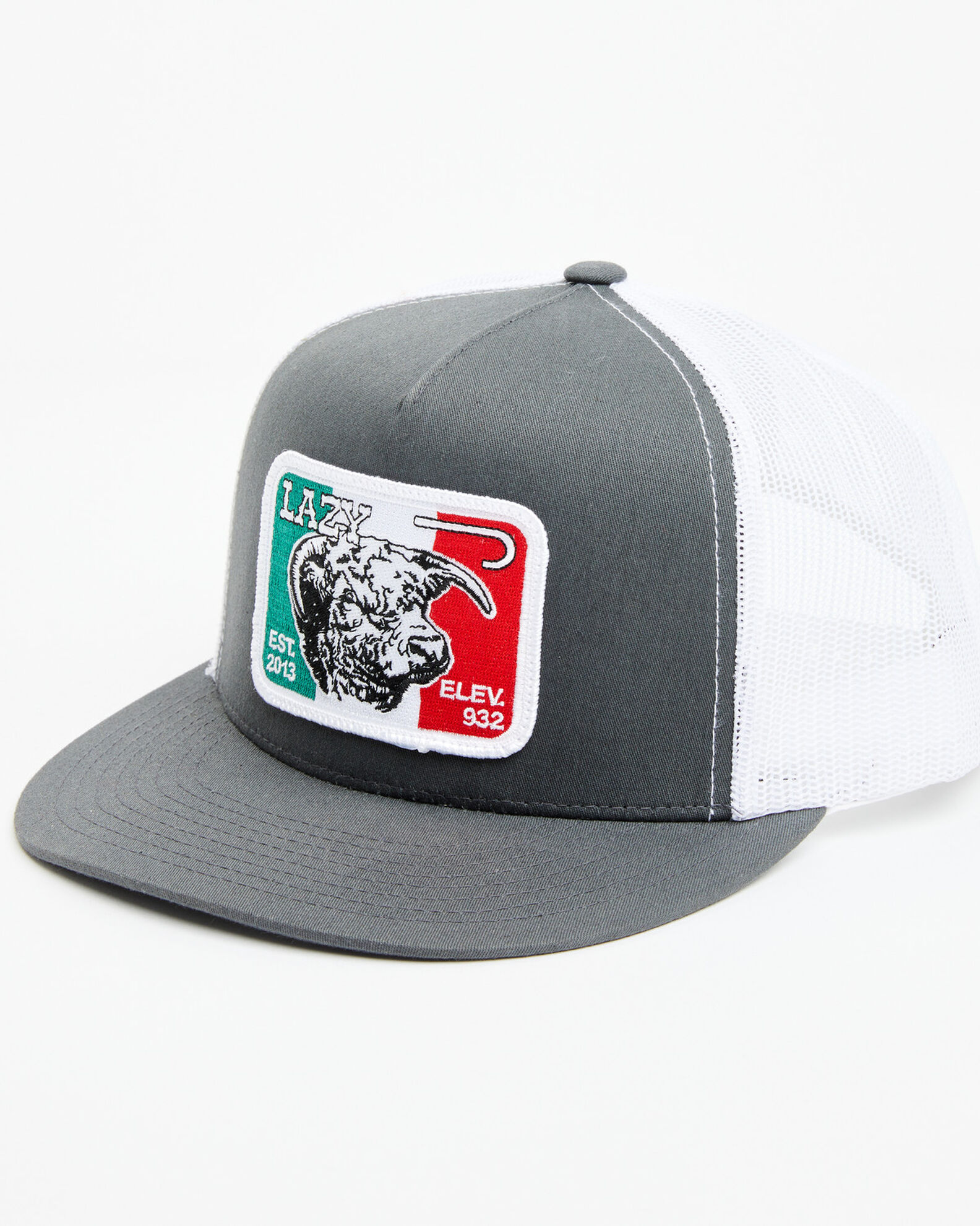 Image #1 - Lazy J Ranch Men's Mexico Flag Elevation Patch Mesh-Back Ball Cap, Grey, hi-res