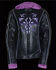 Image #5 - Milwaukee Leather Women's 3/4 Leather Jacket With Reflective Tribal Detail - 3X, Black/purple, hi-res