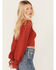Image #2 - Beyond The Radar Women's Long Puff Sleeve Corset Blouse, Rust Copper, hi-res