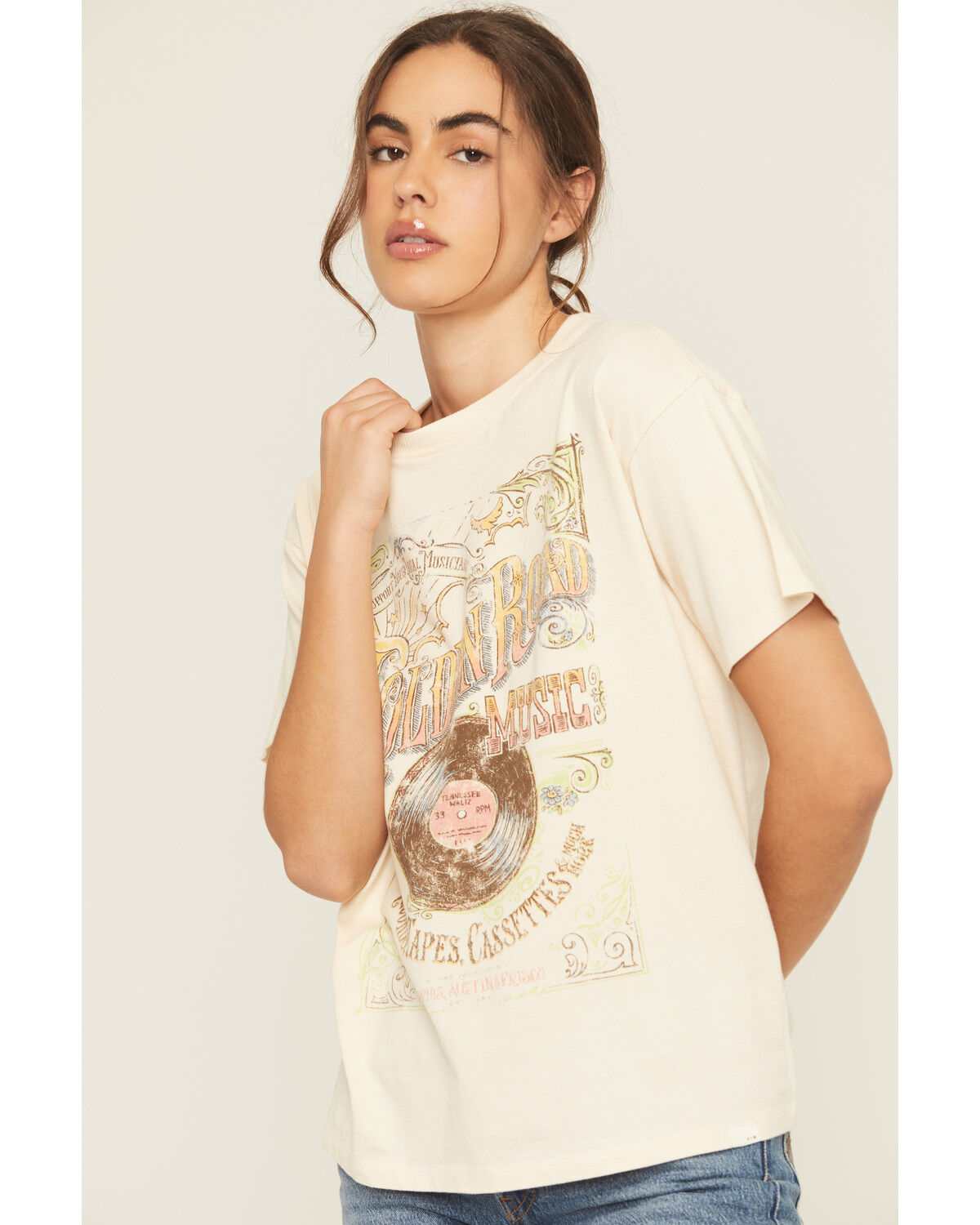 Image #2 - Cleo & Wolf Women's Golden Road Short Sleeve Graphic Tee, Sand, hi-res