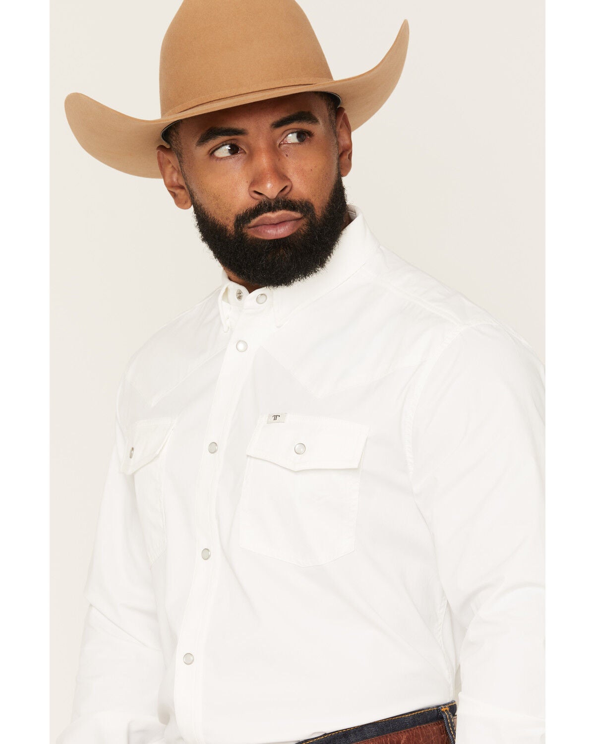 Image #2 - Ferrell Men's Tek Solid Long Sleeve Snap Performance Western Shirt, White, hi-res