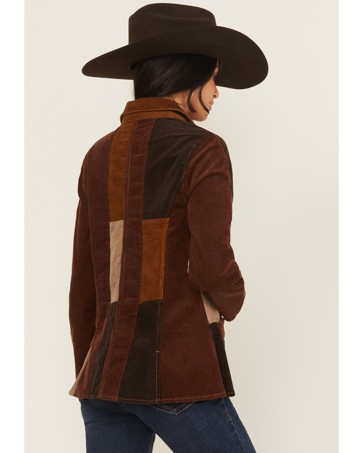 Image #4 - Wrangler X Lainey Wilson Women's Corduroy Patchwork Blazer, Brown, hi-res