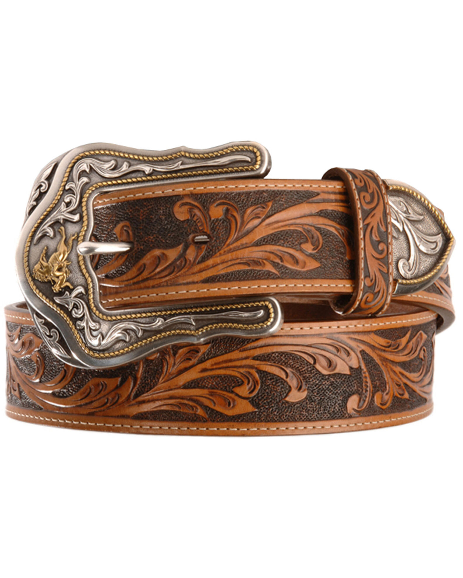 Image #1 - Tony Lama Men's Western Ride Leather Belt, Tan, hi-res