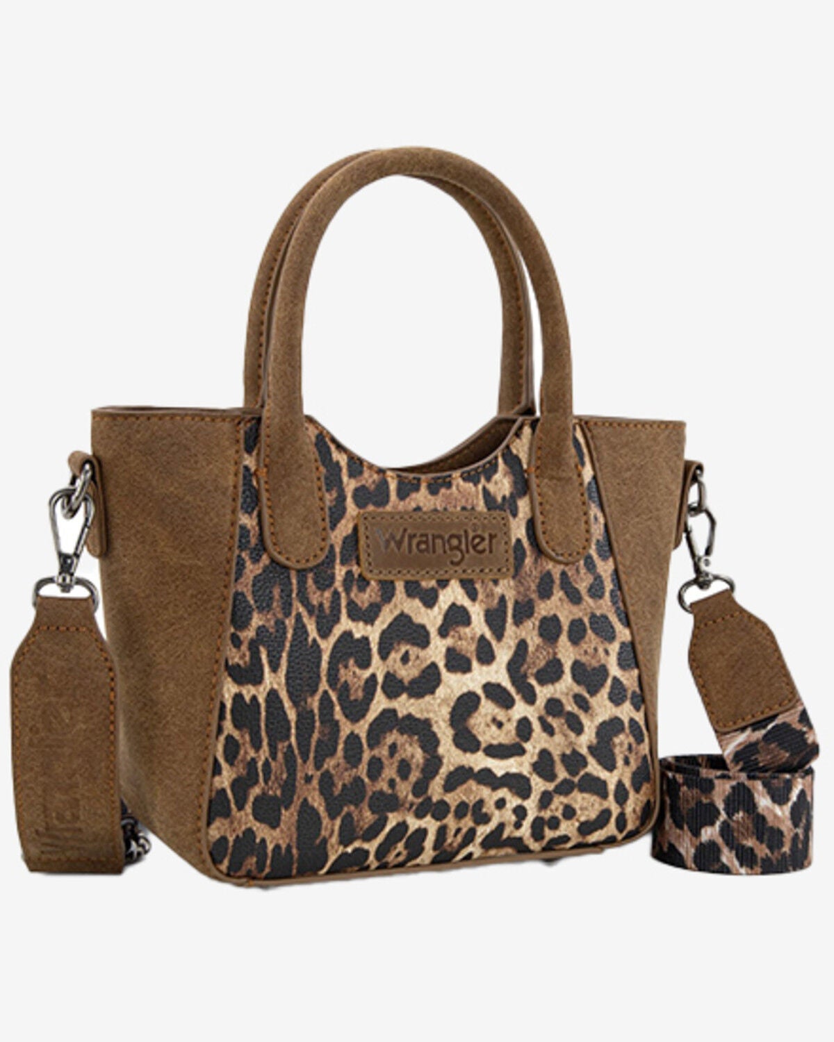Wrangler Women's Leopard Print Small Crossbody Tote, Brown, hi-res