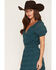 Image #2 - Lovestitch Women's Solid Short Sleeve Midi Dress, Teal, hi-res