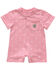 Image #1 - Carhartt Infant Girls' Logo Short Sleeve Snap Romper, Pink, hi-res
