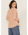 Image #4 - Flag & Anthem Women's Plaid Print Long Sleeve Snap Western Shirt, Peach, hi-res