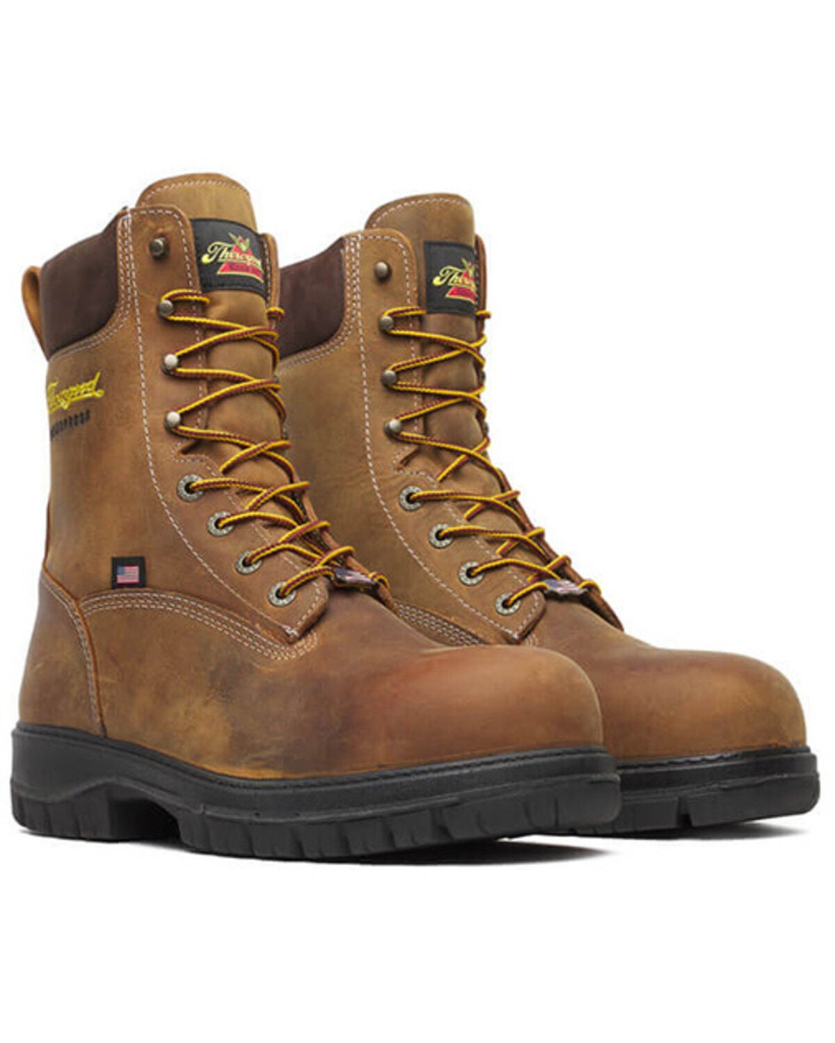 Thorogood Men's 8" USA Genesis Waterproof Work Boots - Nano Toe, Brown, hi-res