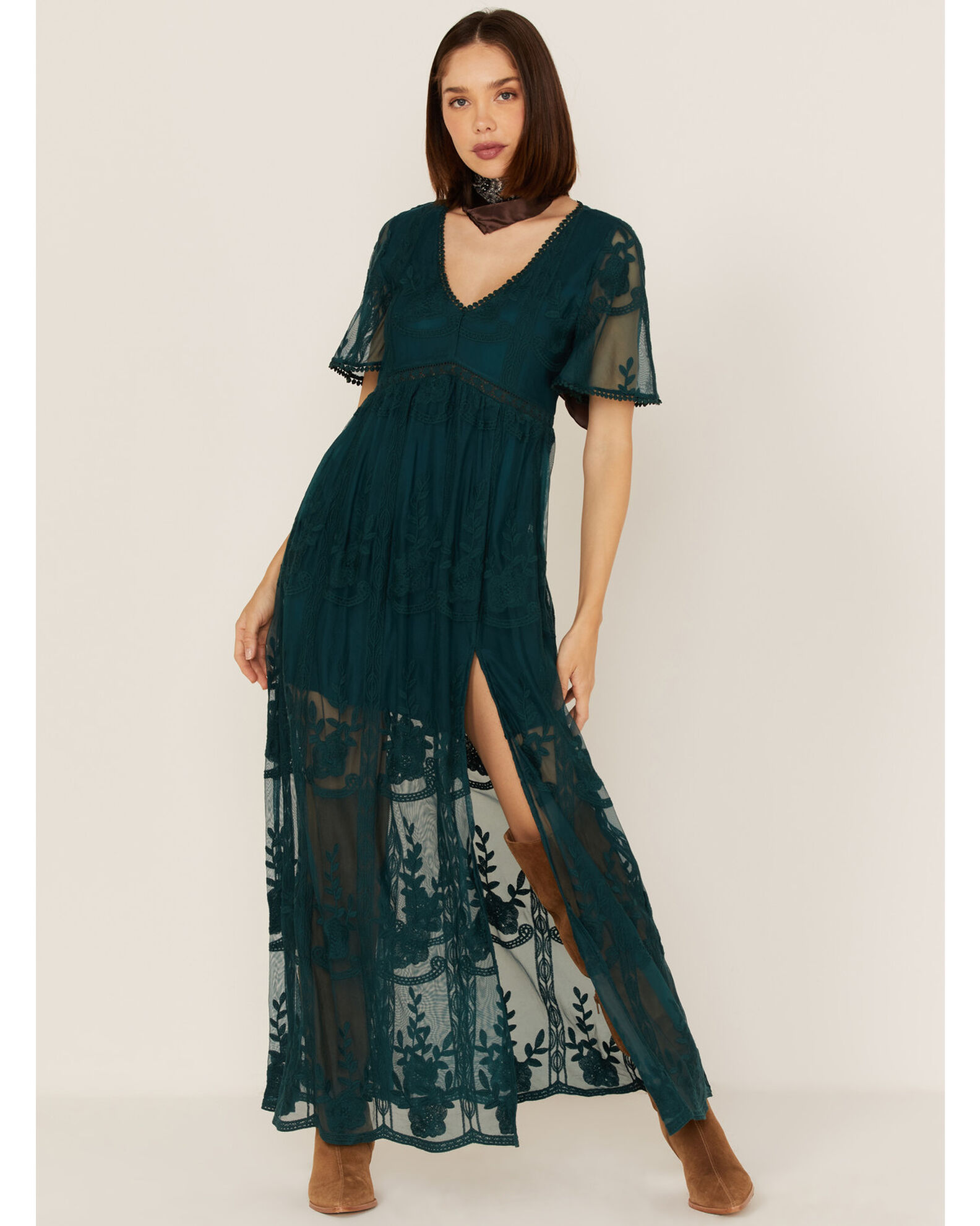 Teal lace maxi dress store