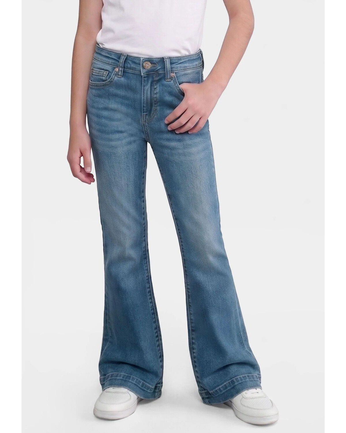 Image #2 - 7 For All Mankind Girls' Sea Level Mini Dojo Trouser Stretch Denim Jeans, Blue, hi-res