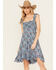 Image #2 - Rock & Roll Denim Women's Sleeveless Floral Print Mini Dress, Blue, hi-res