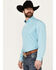 Image #2 - Stetson Men's Geo Print Long Sleeve Button Down Western Shirt, Turquoise, hi-res