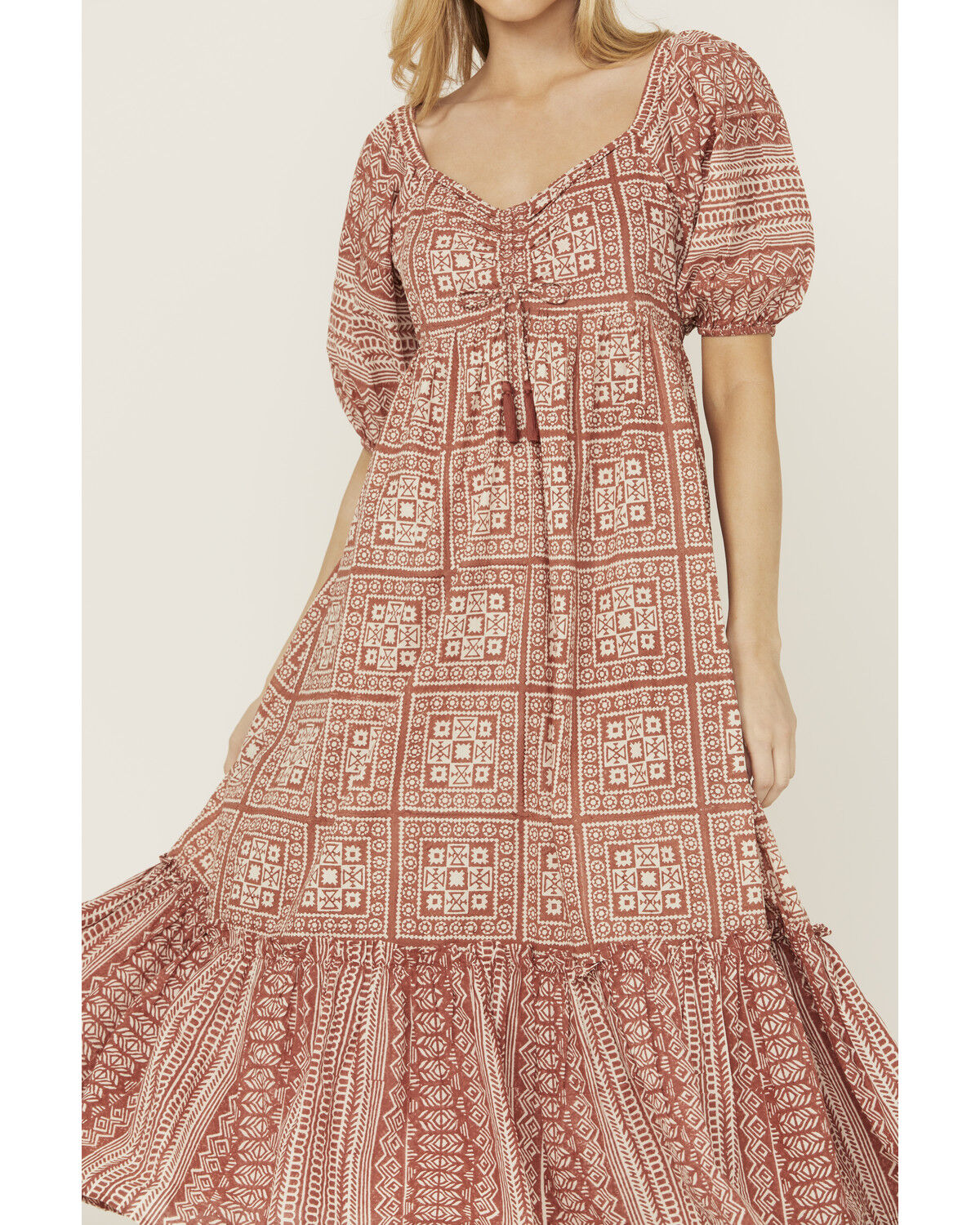 Image #3 - Cleobella Women's Joely Southwestern Print Short Sleeve Midi Dress, Rust Copper, hi-res