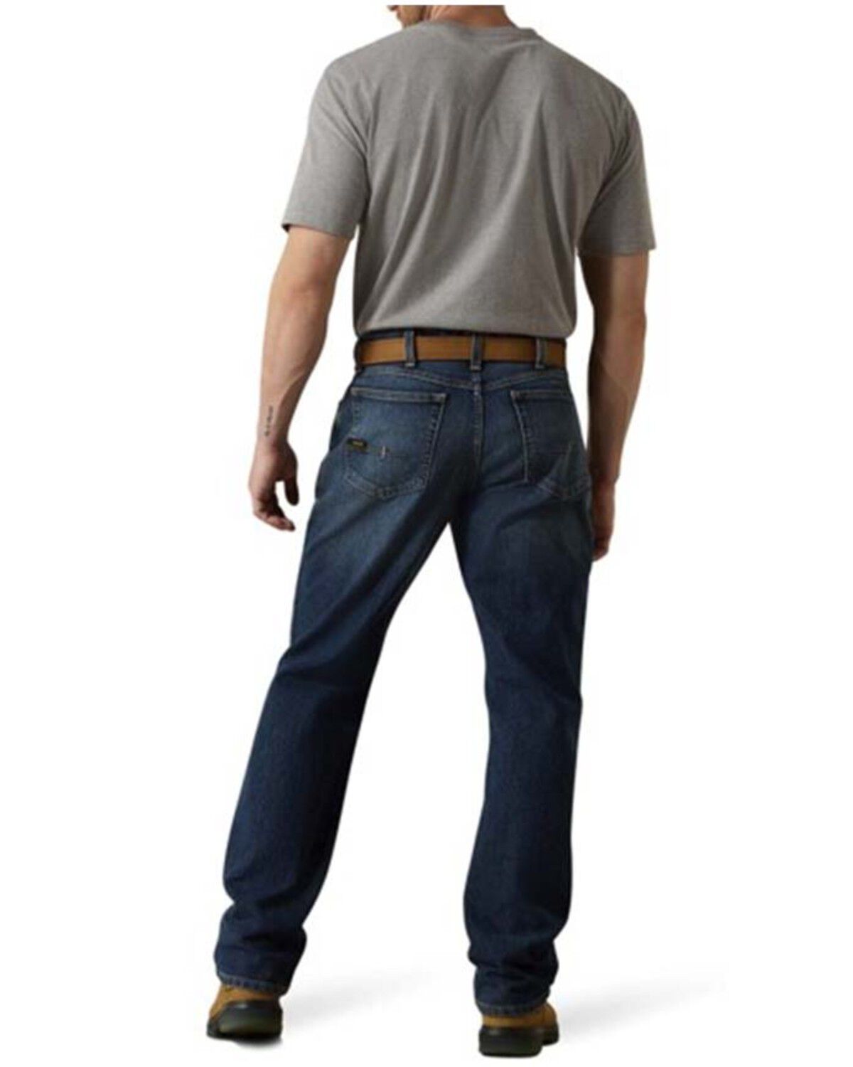 Image #2 - Ariat Men's Rebar M3 Loose Fit Sierra Wash Straight Jeans, Indigo, hi-res