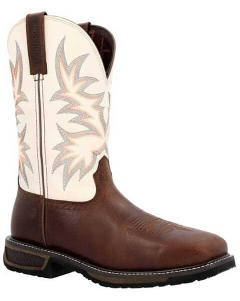 Image #1 - Durango Men's 11" Workhorse Western Boots -  Steel Toe, Chocolate, hi-res